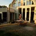 Knikarmscherm 500 x 400 met volant 100 cm